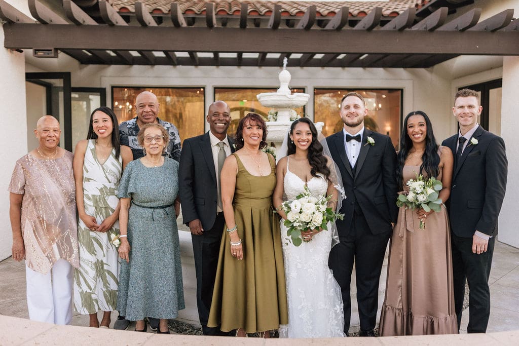 Wedding party and family professional wedding glam