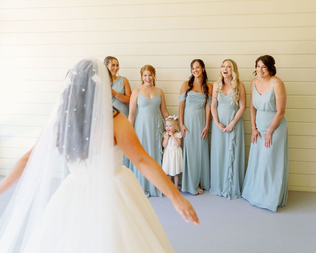 Wedding party glam with the bride at Pacheco Beauty wedding.